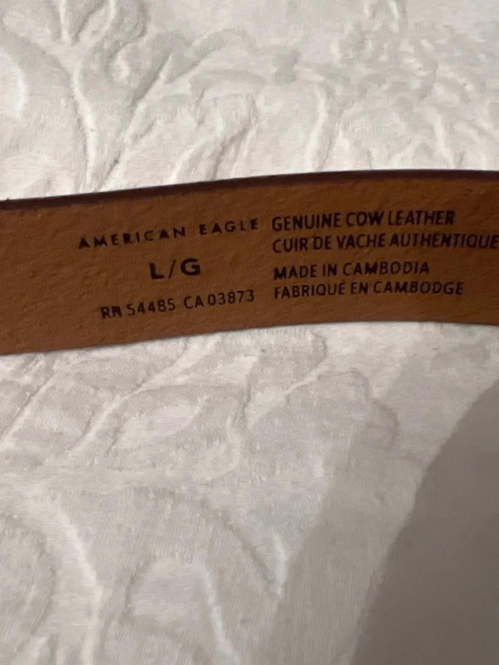 American Eagle Outfitters Nude Tan Leather Belt with Brass Buckle
